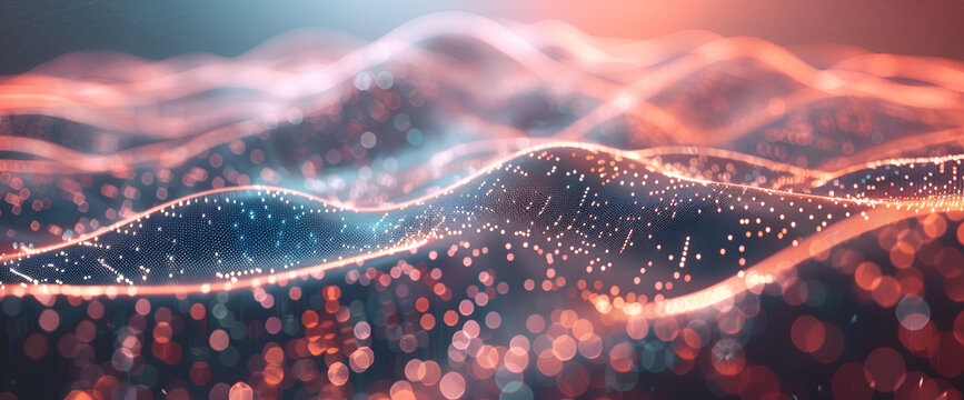 Abstruct background ,Digital particles wave and light abstract background with shining dots stars, Digital purple particles wave and light abstract background