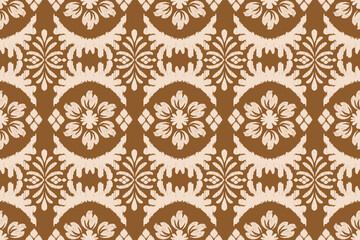 Traditional ethnic motifs ikat flora fabric pattern. Ikat embroidery Ethnic oriental background. Abstract, Texture, scarf, decoration, wallpaper