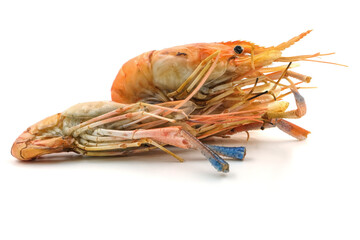 Grilled shrimp on a white background. Seafood. Natural symptoms