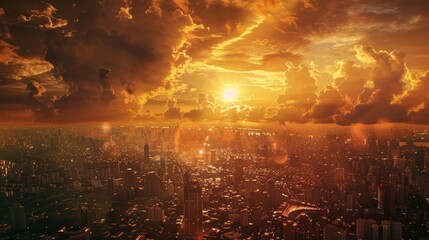 Golden Sunset Over Cityscape.