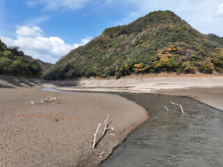 愛媛県西予市　鹿野川ダム　ダム底の風景