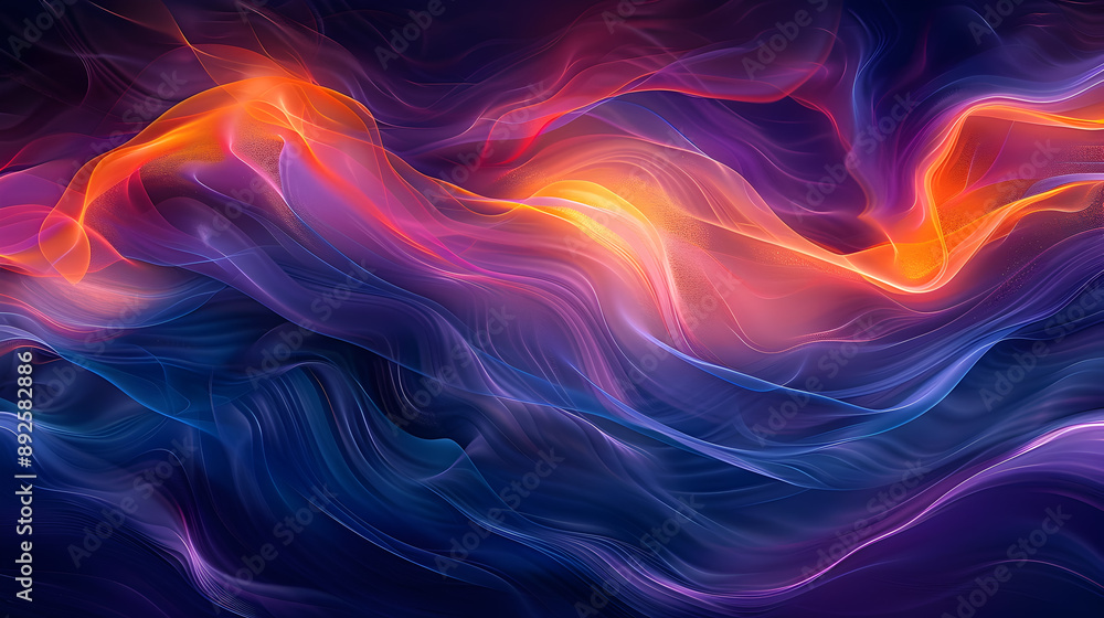 Poster a captivating digital painting showcasing a dynamic display of abstract flowing lines in a harmoniou