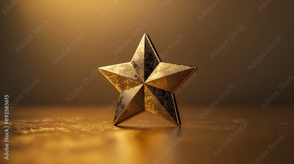 Poster a perfectly centered golden star medal elegantly illuminated by a soft spotlight that casts subtle s