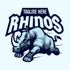 Jumping Rhino Sport Mascot Logo