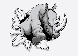 Illustration of Rhino Ripping of Paper © bazzier
