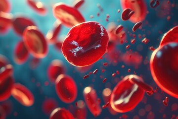 Close-up of red blood cells traveling through a vein, highlighting the concept of circulation