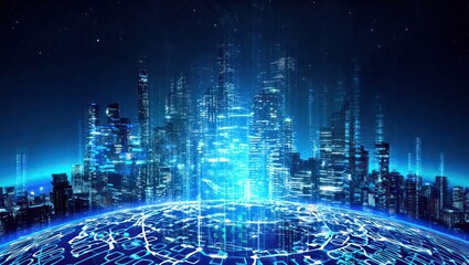 Modern urban landscape and communications network concept. Telecommunications.