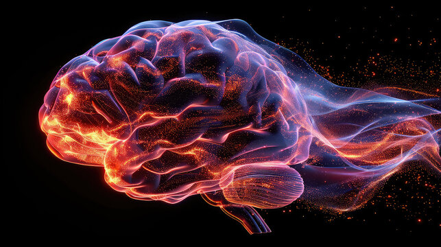 Concept art of a human brain exploding with knowledge and creativity. generative ai