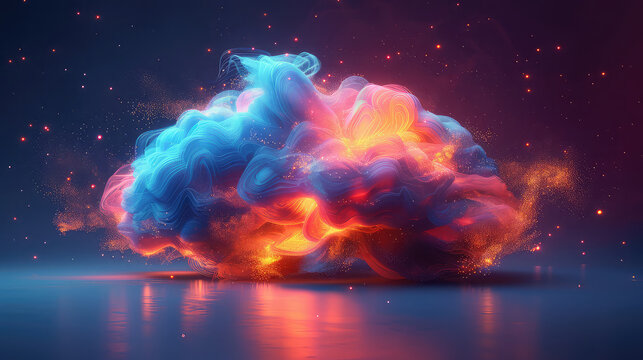 Concept art of a human brain exploding with knowledge and creativity. generative ai