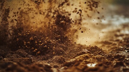 Dramatic capture of a sand storm with mud splash using a 35mm lens. Ideal for dynamic nature, energy, and powerful themes.