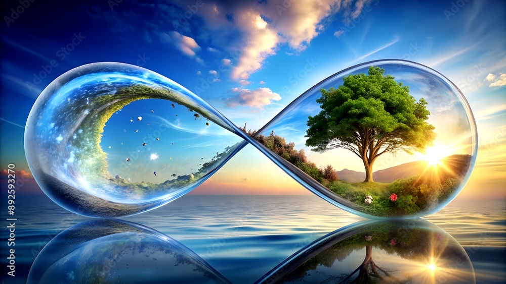 Poster a symbolic representation of the flow of time and the cycle of life generative ai neural artwork