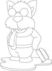 Dog Travel Suitcase Animal Vector Graphic Art Illustration