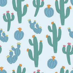 Cactus vector seamless pattern. Mexican background