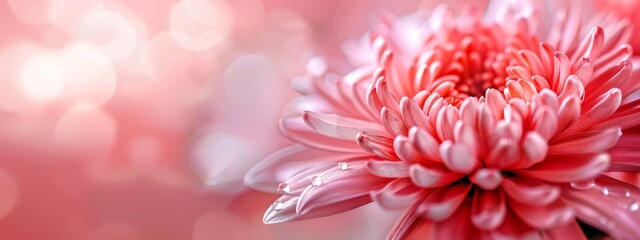  A tight shot of a pink flower against a pink backdrop, with a bolt of light blurring the background