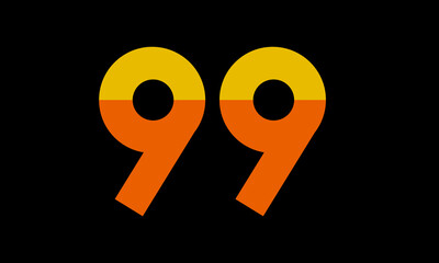 99 Orange Logo Number Half Yellow Simple