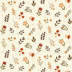 Fall leaves and flowers, pattern design