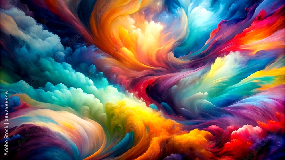 Poster a vibrant and dynamic series of abstract paintings that celebrate the expressive possibilities of co
