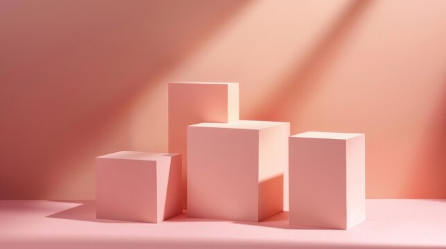 The pink boxes are arranged in a row, creating a sense of order and structure