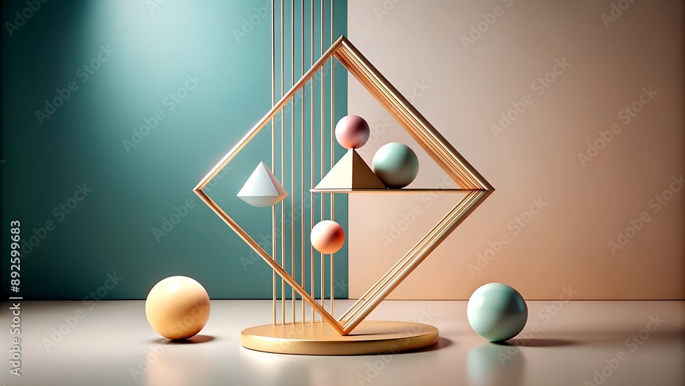 Poster precision and harmony: geometric shapes dancing in abstract space generative ai computational creati