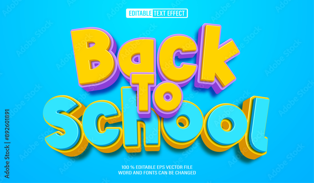 Poster editable 3d text style effect - back to school text effect template