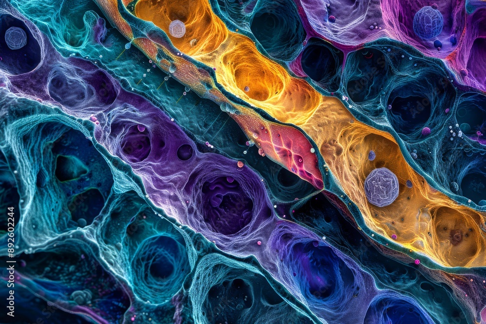 Poster skin cell imaging: a high-resolution image using advanced imaging techniques to visualize skin cell 