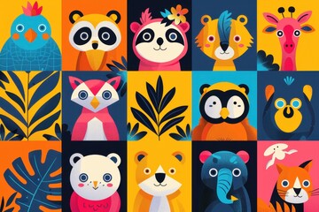 Colorful Animal Portrait Collage