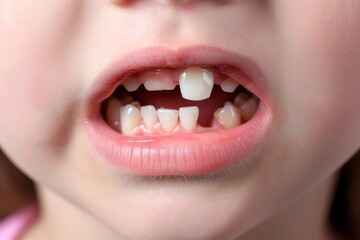 Fototapeta premium a child mouth with a missing tooth