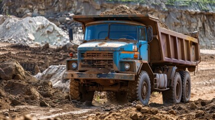 Obraz premium Dump Truck In A Quarry.
