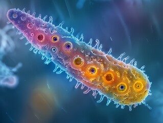Microscopic Marvels: Detailed Close-up of Vibrant Paramecium with Clear Lighting