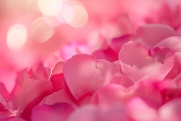 Obraz premium Delicate and dreamy backdrop of pink petals, gently overlaid with a soft bokeh effect