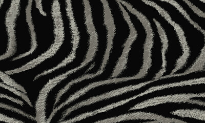Black Tiger Skin Pattern Vector Illustration Exotic Texture. Animal Striped Skin Fur Pattern Texture Background