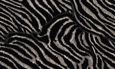 Black Tiger Skin Pattern Vector Illustration With Exotic Texture. Animal Striped Skin Fur Pattern Texture Background