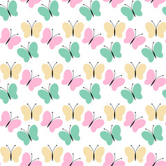 Seamless vector illustration print pattern background wallpaper with butterflies summer spring for textile, paper, pack etc 