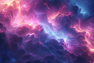 Fototapeta premium Abstract Cosmic Landscape with Glowing Lines