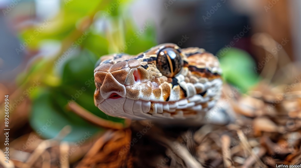 Poster a highly detailed close-up image of a snake, showcasing the intricate pattern and texture of its sca