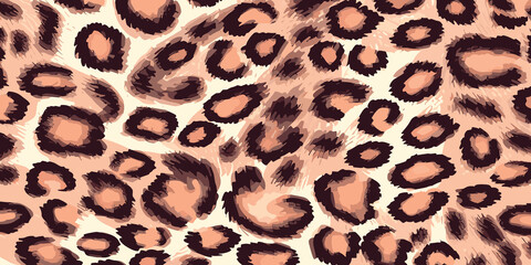 Leopard Skin Texture Pattern Vector. Seamless Animal Wildlife Skin Pattern. Leopard Fur Camouflage Background.