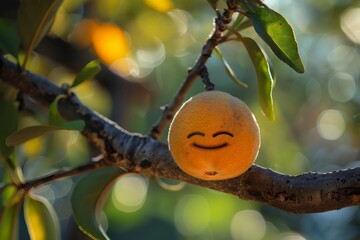 A loquat with a contented smile enjoying a lazy af 292 tree, fruit, branch, leaf, food, nature, plant, orange, lemon, yellow, leaves, agriculture, ripe, autumn, garden, orchard, summer, organic, fresh