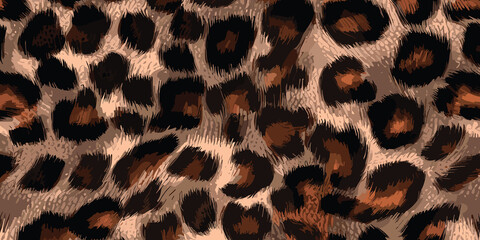 Leopard Skin Texture Pattern Vector. Seamless Animal Wildlife Skin Pattern. Leopard Fur Camouflage Background.