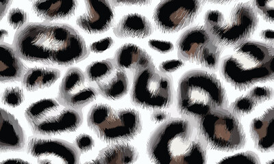 White Leopard Skin Texture Pattern Vector. Seamless Animal Wildlife Skin Pattern. Leopard Fur Camouflage Background.