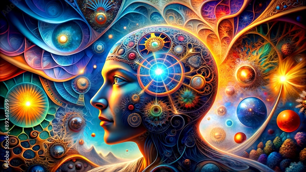 Aufkleber the geometry of the mind: an exploration of abstract thought generative ai deep art
