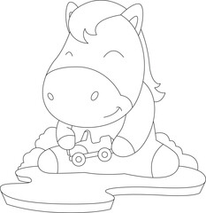 Horse Toy car Animal Vector Graphic Art Illustration