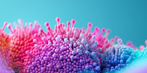 A colorful, multi-colored flower with pink, blue, and purple petals