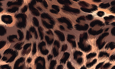 Leopard Skin Texture Pattern Vector. Seamless Animal Wildlife Skin Pattern. Leopard Fur Camouflage Background.