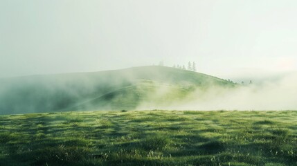 Fototapeta premium fogging hill on morning. copy space