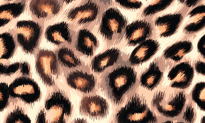 Leopard Skin Texture Pattern Vector. Seamless Animal Wildlife Skin Pattern. Leopard Fur Camouflage Background.