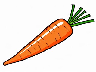 A simple illustration of a carrot, with only one in the center of the image, is a symbol of art. Dynamic on a clean white background.
