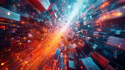 Obraz premium Abstract Digital Tunnel with Light Streaks