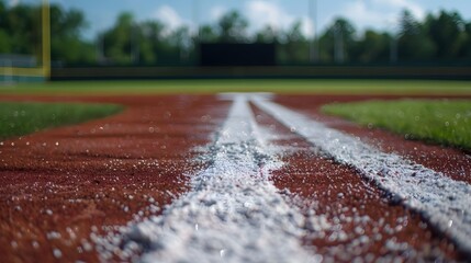 Baseball on the Infield Chalk Line. 