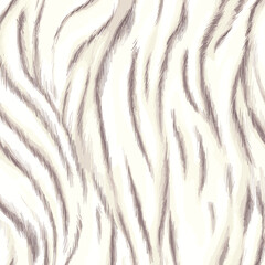 White Tiger Skin Pattern Vector Illustration With Exotic Texture. Animal Striped Skin Fur Pattern Texture Background
