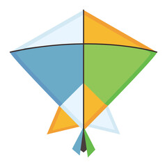 Cartoon kite. Flying toy with play ribbon